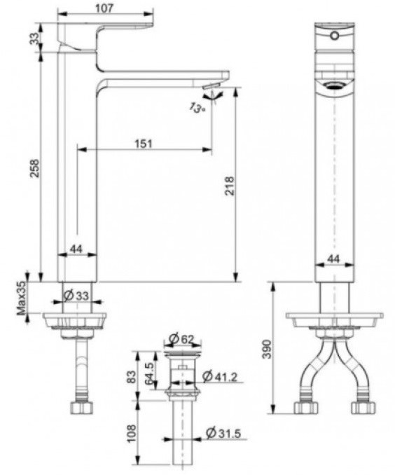 Vòi Lavabo American Standard WF-1302CS Nóng Lạnh Thân Cao Màu Vàng Acacia Evolution