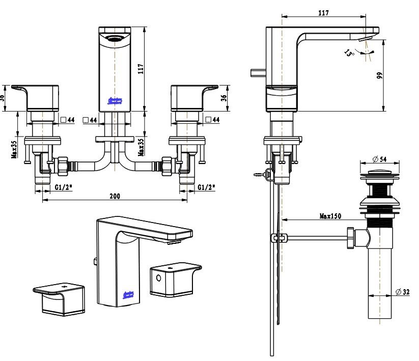 Vòi Lavabo American Standard WF-1303WS (WF1303WS) Nóng Lạnh Vàng Hồng