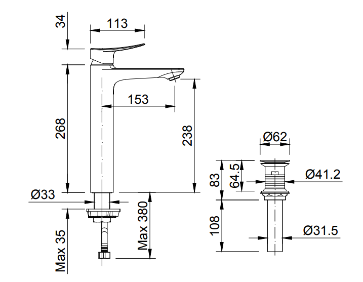 Vòi Lavabo Inax LFV-502SH (LFV502SH) Đặt Bàn Nóng Lạnh