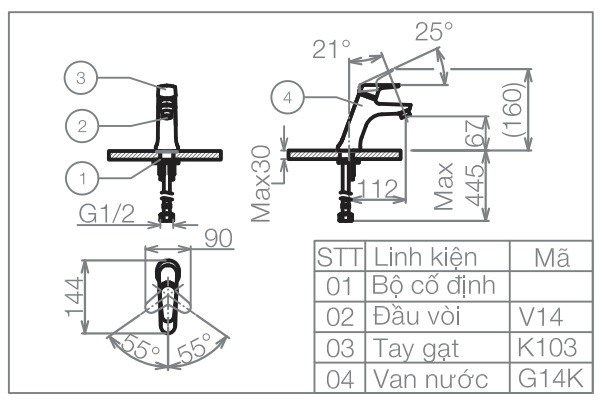 Vòi Lavabo Viglacera VG103 Lạnh 