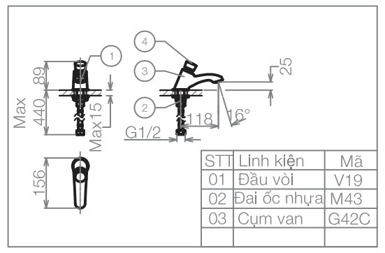 Vòi Lavabo Viglacera VG109 Lạnh Bán Tự Động