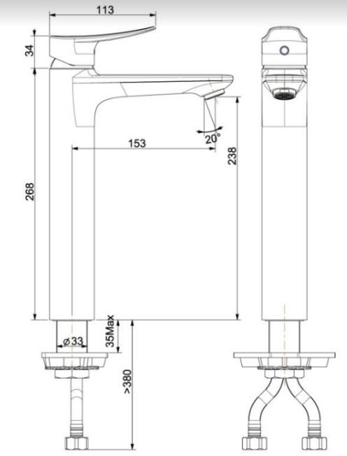 Vòi Rửa Lavabo American Standard WF-0902 (WF0902) Milano Cao Nóng Lạnh
