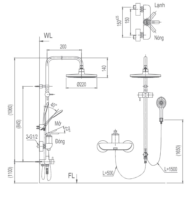 Vòi Sen Cây Tắm Inax BFV-41S (BFV41S) Nóng Lạnh