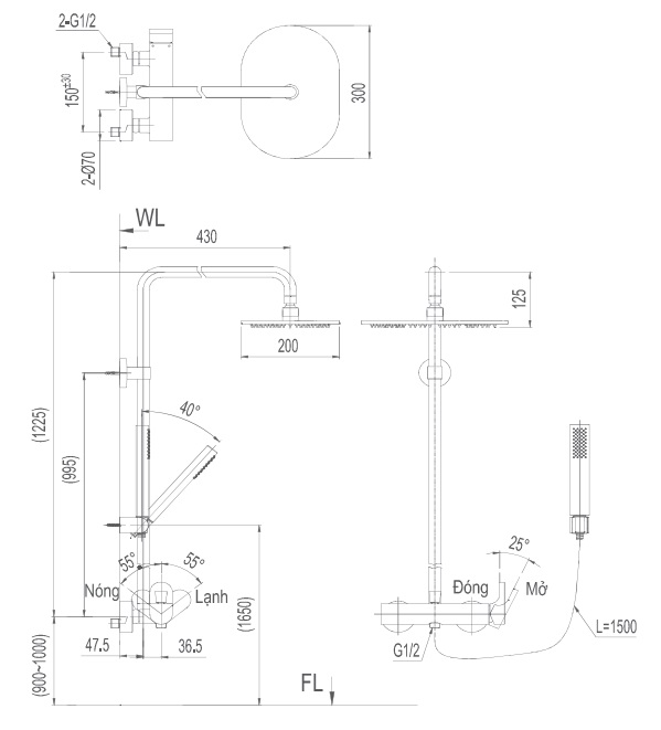 Vòi Sen Cây Tắm Inax BFV-60S (BFV60S) Nóng Lạnh