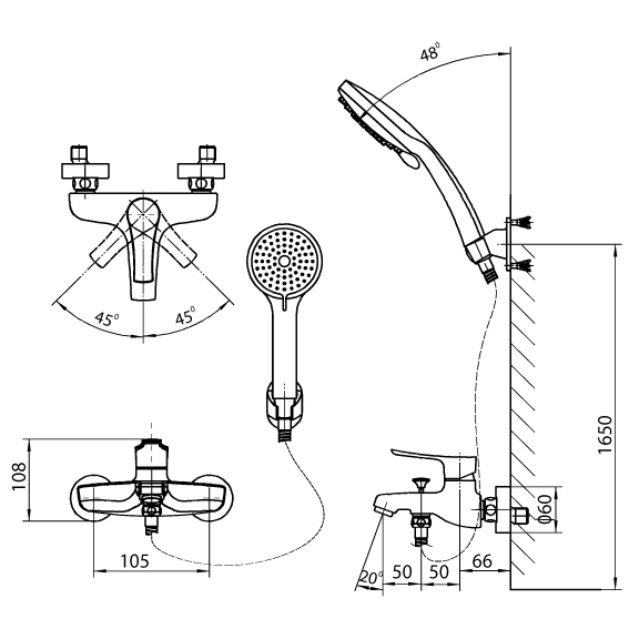 Vòi Sen Massage Nóng Lạnh Inax BFV-313S (BFV313S)