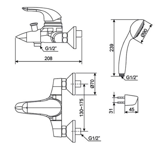 Vòi Sen Nóng Lạnh American Standard Saga WF-1511 (WF1511) (TL)