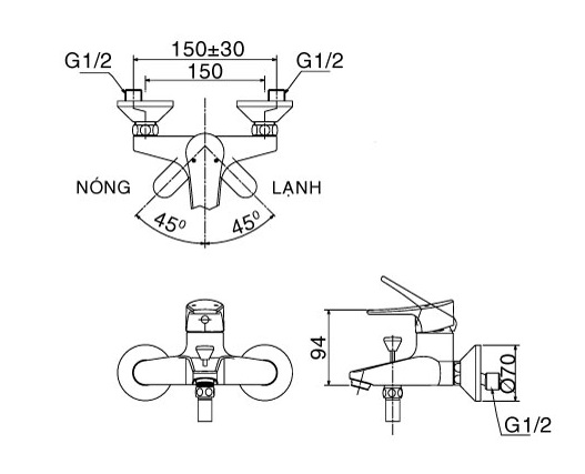 Vòi Sen Nóng Lạnh Inax BFV-1003S-1C (BFV1003S1C) Tay Sen Massage