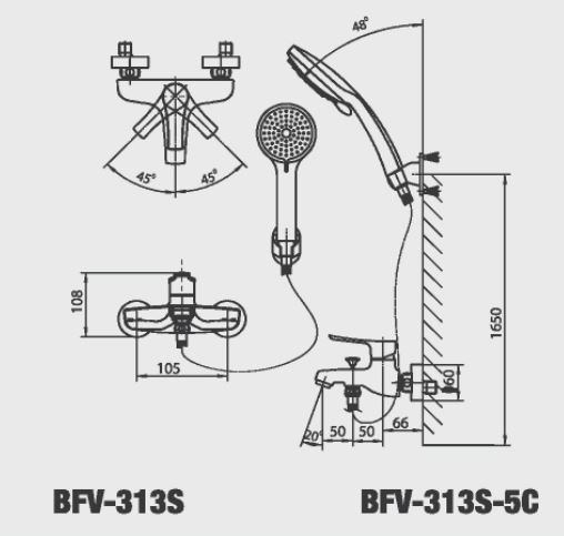 Vòi Sen Nóng Lạnh Inax BFV-313S-5C (BFV313S5C)