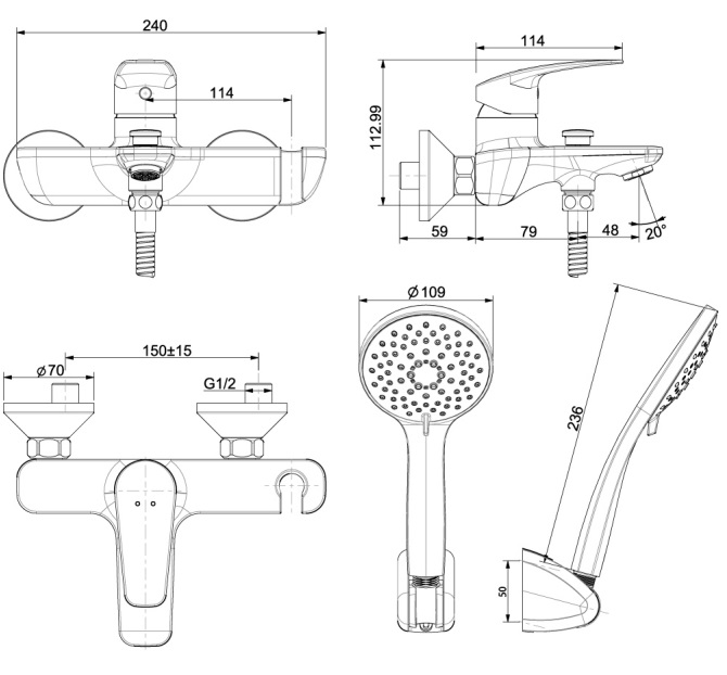 Vòi Sen Tắm American Standard WF-0911 (WF0911) Milano Nóng Lạnh