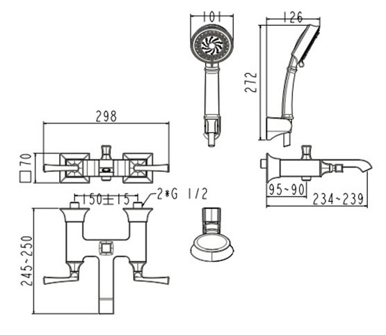 Vòi Sen Tắm American Standard WF-1611 (WF1611) Kastello