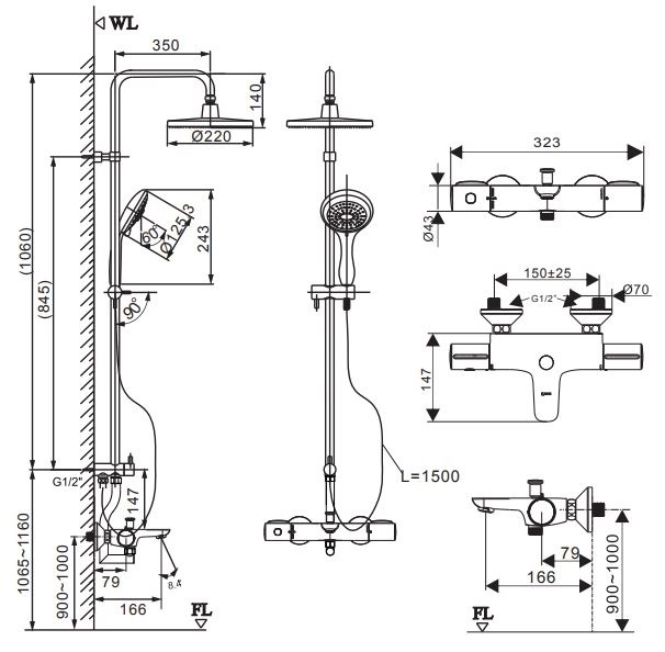 Vòi Sen Tắm Cây Inax BFV-3415T-1C (BFV3415T1C) nhiệt độ