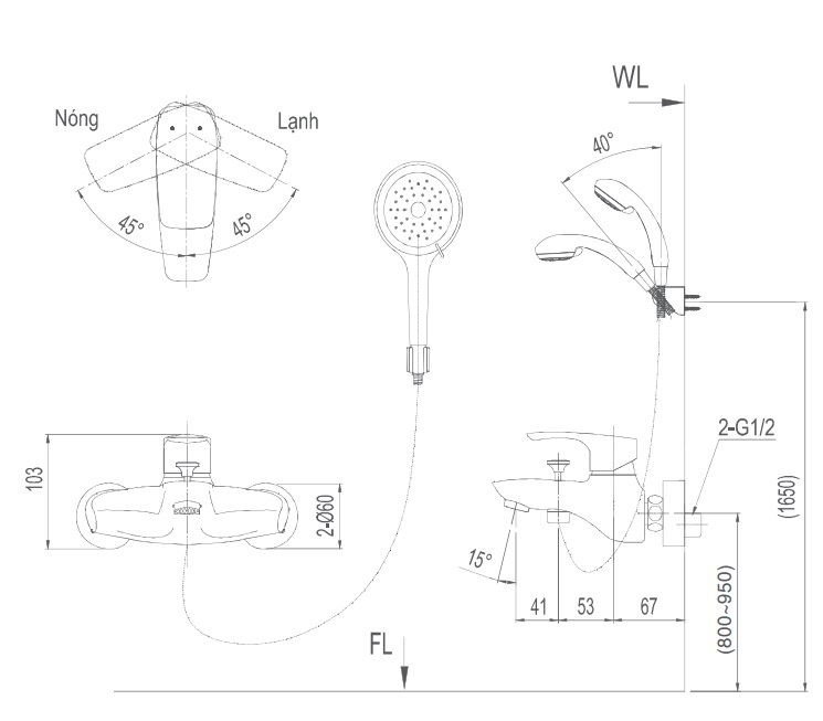 Vòi Sen Tắm Inax BFV-213S-1C (BFV213S1C) Tay Sen Massage