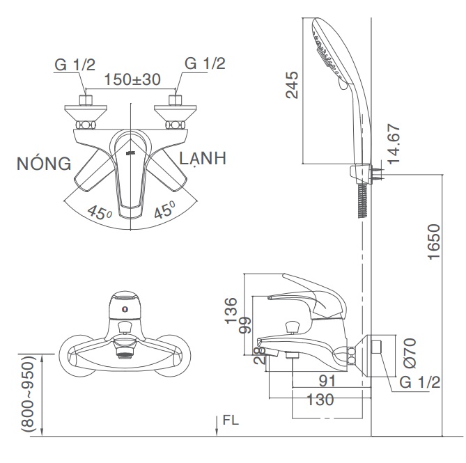 Vòi Sen Tắm Inax BFV-3003S-1C (BFV3003S1C) Tay Sen Massage