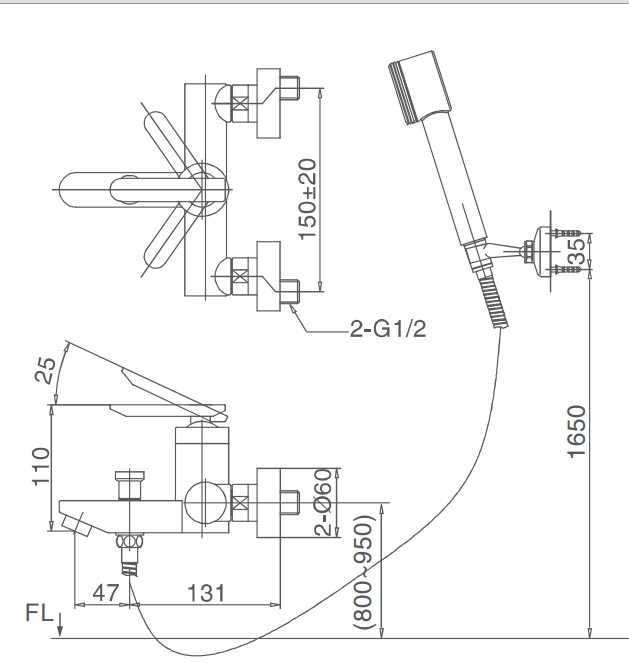 Vòi Sen Tắm Inax BFV-4000S-5C (BFV4000S5C) Nóng Lạnh