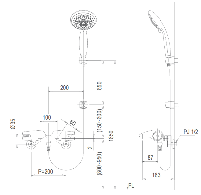 Vòi Sen Tắm Inax BFV-5103T-5C (BFV5103T5C) Nóng Lạnh