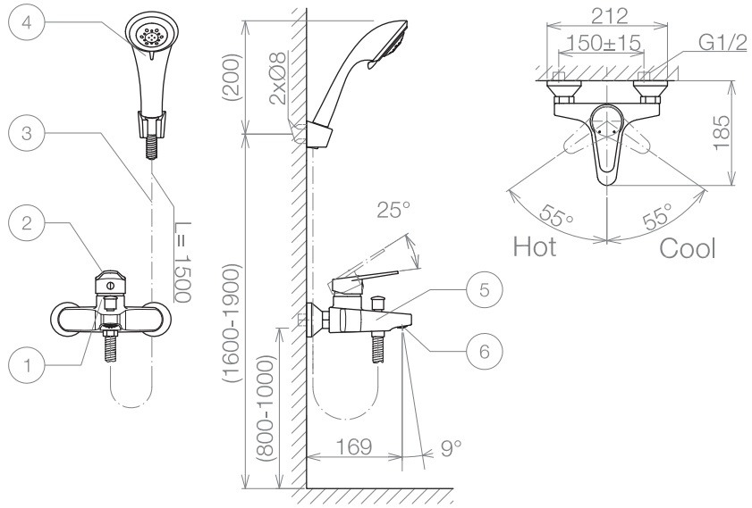 Vòi Sen Tắm Viglacera VG515 Nóng Lạnh